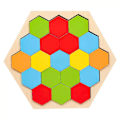 Miniatyrbilde 1 av 4: Trekantet puslespill i tre for voksne og barn - Tangram-formet modellblokk, hjernepuslespill, geometri, logikk, IQ-spill (FMY)