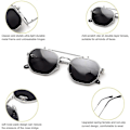 Pikkukuva 1 / 4: Käännettävät Aurinkolasit Miehille ja Naisille Polarisoitu Steampunk Käännettävät Aurinkolasit Kaksoislinseillä (FMY) Silver Frame-Gray Lens