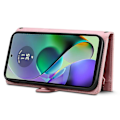 Miniatyrbilde 3 av 5: Lærveske med glidelås lomme og RFID-blokkering for Motorola Moto G54 5g (FMY) Rose Gold