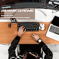 Miniatyrbilde 4 av 5: Kvalitets kablet USB arabisk/engelsk tospråklig tastatur for nettbrett/Windows PC/laptop/iOS/Android (FMY) black