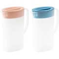 Miniatyrbillede 1 af 5: 2X Plas-tic vandkander med låg og håndtag, saftkande til køleskab, varme/kolde vandkander drikkebeholdere til lemonade (FMY) 1.5L