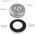 Miniatyrbillede 3 af 5: 3 LED-lamper på batterier - Tryk for at tænde - Hvidt lys (6 stk) (FMY)