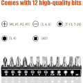 Pikkukuva 2 / 5: Räikkäruuvimeisselisarja 13 kpl 110 mm, 1/4\" miniräikkävääntimet ja 12 mallin ruuvikärkeä 1/4 tuuman High Torque Drive Mini Ratchetin -ominaisuudella