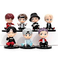 Miniatyrbild 1 av 5: 7 st/1 set Koreanska Bts Figuriner Samling Medlemmar Handgjorda Bordprydnader Dockor (FMY) Seated Style