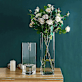 Miniatyrbillede 4 af 5: Høj Kvadratisk Vase Hjemme Dekorativ Blomst Glas Vase Bryllup Fest Bord Midtpunkter (4\"4\"10\")  (FMY)