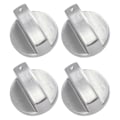 Miniatyrbilde 1 av 3: 4 stk. Erstatningsknapper for komfyr, universelle elektriske komfyrknapper, metallbrennerkontrollknapper (FMY) Silver 4x4cm