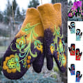 Miniatyrbillede 2 af 5: Dame Vinter Faux Cashmere Varme Fuld Finger Handsker Blomsterbroderi Votter (FMY) Red