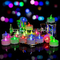Miniatyrbild 1 av 5: Färgväxlande LED-telampor i bulk, 6 st flamlösa te-ljus med färgglada lampor, batteridrivna färgade falska ljus, utan flimmer (FMY) 24PCS