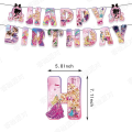 Miniatyrbilde 4 av 5: 37 stk Barbie Happy Birthday festdekorasjon, rosa Barbie tegneserie dukke banner kakepynt Barbie ballonger  (FMY)