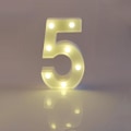 Miniatyrbillede 1 af 2: 22cm LED Lysende Tal Hvide 0-9 Bryllup Fødselsdagsfest Batteridrevet Lampe (FMY) Number 5