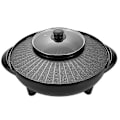 Miniatyrbild 3 av 5: Elektrisk Grill och Varm Gryta 2 i 1 Bärbar Köksutrustning Rund Multifunktionell Koreansk BBQ för Familj Inomhus Picknick Camping Utomhus (FMY) 34cm
