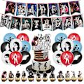 Miniatyrbillede 1 af 4: Michael Jackson Tema Fødselsdagsfest Dekorationer Balloner Kit Banner Kage Toppers Sæt (FMY)