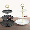 Miniatyrbillede 2 af 5: 3-Etagers Elegant Dessert Display Stand - Plastik, Let at Samle til Fester & Bryllupper, Bærbar & Vaskbar (FMY) White