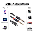 Pikkukuva 4 / 5: USB-C - Dual 6,35 mm Audio Stereo -kaapeli, Type-C - Dual 6,35 mm Audio -johto älypuhelimille ja multimedialle (FMY) Black