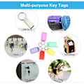 Miniatyrbillede 4 af 5: 60 stk. robuste nøglemærker i plastik med stærk splitring og flapetiketvindue, farvet identifikations-ID-nøglering til bagage, 6 assorterede farver (FMY)