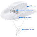 Miniatyrbillede 4 af 5: Pink Cowgirl Hat med pailletter og tiara krone til kvinder Rodeo fest hatte med hjerte (FMY) White