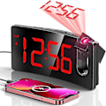 Miniatyrbild 1 av 5: Projektionsväckarklocka, Digital Klocka med 180° Rotationsbar Projektor, 3-nivåers Dimbarhet (FMY) Red Digit