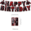 Miniatyrbilde 3 av 4: Deadpool-tema bursdagsfestutstyr Banner Ballonger Kit Kake Cupcake Toppers Hjemmedekorasjonssett  (FMY)