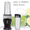 Pikkukuva 2 / 5: 16oz Vaihtokuppit Ninja Qb3001ss Fit Compact Personal Blenderille, Kannet mukana - 2 pakkausta -dwdz  (FMY) Transparent  Black