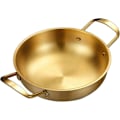Pikkukuva 1 / 5: Paksu ruostumattomasta teräksestä valmistettu paella-pannu (Kulta, 18 cm), Espanjalainen merenelävien kattila, Tasainen pohja, Suuri (FMY)