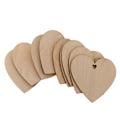 Miniatyrbilde 3 av 5: 100 stk. Ubehandlet hjerteformet treutskjæring med hull for håndverk 20mm 25stk 80mm  (FMY) Wood