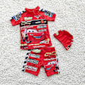 Miniatyrbild 1 av 5: \"Bilar McQueen Pojkar Baddräkter 3-delat Set Barn Simskjorta Barn Badkläder Pojkar Delad Blå Baby Baddräkt\" (FMY) 1 L(6T)