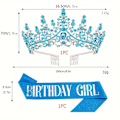 Miniatyrbilde 5 av 5: 2-delt barokk-inspirert prinsesse-krone og glitrende sash-sett - tiara og belte-kombinasjon for lykkelig bursdagsfesttilbehør, perfekt (FMY) Rose Golden Girls Suit