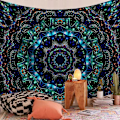 Miniatyrbillede 3 af 4: Mandala Gobelin Abstrakt Print Vægophæng Tæppe Sengetæppe Soveværelsesindretning (FMY) 150x130cm