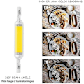 Miniatyrbilde 2 av 4: 2-pakke 10W 78mm R7s LED-pærer Dimmbare Kald Hvit 6000-6500k 100W Halogen J78 Erstatning, Dobbelt Endet R7s Base Rør, 360 Strålevinkel,  (FMY)