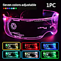 Miniatyrbillede 1 af 5: Farverige LED-briller til aftenudflugter, musikbarer, KTV og fødselsdagsfester - fladt design, endelte briller med lysende effekt, Metavers (FMY) 7 Color Adjustable