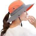 Miniatyrbillede 1 af 5: Dame Solhat Sommer Bucket Hat UV Beskyttelse Foldbar Mesh Bredskygget Hatte Til Strand Udendørs Fiskeri Rejser Vandreture  (FMY) Orange