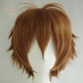 Pikkukuva 4 / 5: Miesten lyhyt piikikäs kerrostettu synteettinen Halloween Anime Cosplay peruukki hiuslisäke (FMY) light brown