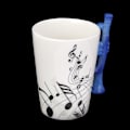 Miniatyrbilde 2 av 5: 1x Blå Trompet Håndtak Kannekopp Porselen Kaffe Melkkopp Musikknote Keramikk (FMY)