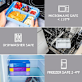 Miniatyrbillede 4 af 5: Børnemadkasse med rum  1330 ml madkasse til børn  lækagesikker snackboks med 6 rum bestik mikrobølgeovn sikker (Deg  (FMY)