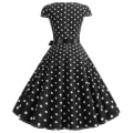 Miniatyrbild 2 av 3: Kvinnors Polka Dot Hepburn Retro 50-tal 60-tal Rockabilly Kvällsparty Swing Midi Klänning (FMY) Black M
