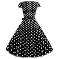 Pikkukuva 2 / 3: Naisten Pöytäliina Hepburn Retro 50-luvun 60-luvun Rockabilly Iltapuku Swing Midi-mekko (FMY) Black L