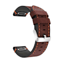 Miniatyrbillede 2 af 5: Til Garmin Fenix 3 HR 26mm Læder Sutur Stålspænde Urrem (FMY) Coffee