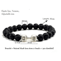 Miniatyrbillede 3 af 4: Traintough Håndvægt Armbånd til Mænd, Cool Vulkansten Angst Perlearmbånd, Justerbare Yoga Vægtstang Armbånd Gaver (FMY) black A