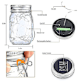 Pikkukuva 2 / 5: 20 LED 10 Pakkaa Mason Jar -kansi Aurinkokennovalot Ripustuskoukulla Mason Jar -satumainen Puutarha Patio [ilman purkkia] (FMY) multicolor