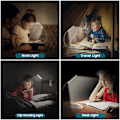 Miniatyrbilde 5 av 5: 9 LED-lys, Oppladbar Leselampe med 3 Lysstyrkemoduser (Kald Hvit/Varmt Gult), Gradvis Dimming Leselys for Bok i Seng Svart (FMY)