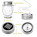 Pikkukuva 3 / 5: 20 LED 10 Pakkaa Mason Jar -kansi Aurinkokennovalot Ripustuskoukulla Mason Jar -satumainen Puutarha Patio [ilman purkkia] (FMY) multicolor
