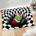 Miniatyrbild 4 av 4: Grinch Juldörrmatta Matta Halksäker 3D Illusion Välkommen Dörrmatta Jul Heminredning Present (FMY) B