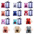 Pikkukuva 4 / 4: Teddy Rose Bear - Tekokeinokukka Vaahto Ikuinen Elämä Ystävänpäivälahjoihin Koti Sisustus Lahjapakkauksessa (FMY) Blue