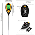 Miniatyrbillede 5 af 5: 4 i 1 Solid PH Jordtester, Lys- og pH-tester Syre, Temperatur, Jordfugter, Jordfugtighedstester Sensor til Planter, Havebrug, (FMY)