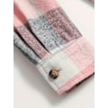 Pikkukuva 5 / 5: Imarteleva Ruudullinen Naisten Paita - Trendikäs Napitettava Malli Lämmin Pitkähihaisilla - Klassinen Rentoutunut Tyyli Joka Päivälle (FMY) Pink Color L(8/10)