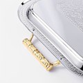 Miniatyrbilde 3 av 5: Nordisk Serveringsbrett i Rustfritt Stål med Håndtak Elegant Rektangulært Kaffebar Mat Holder Dessert Display Plate Dekor (FMY) Gold M