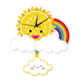Miniatyrbild 1 av 3: Cartoon Sol Regnbåge Dekor Väggklocka Kreativ DIY Svingande Väggklockor för Sovrum Vardagsrum (FMY) 39.7*28 cm