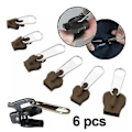 Miniatyrbild 1 av 5: 6-pack Fixerade Blixtlåsdragare - Blixtlåsslider Reparation, Instant Blixtlåssats - Avtagbar Räddningsersättning Väska (FMY) brown