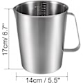 Miniatyrbilde 5 av 5: Målebeger 2000ml 64OZ, 2 Måleskalaer, Inkludert ML-skala, Ounce-skala, 304 Rustfritt Stål Gradert Beger med Håndtak for Lab Kit (FMY)