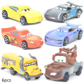 Miniatyrbilde 1 av 4: 6 stk/sett Biler Lyn McQueen Barnleker Samling Biler Figurer Mini Kake Topper Dekorasjon Gaver (FMY)